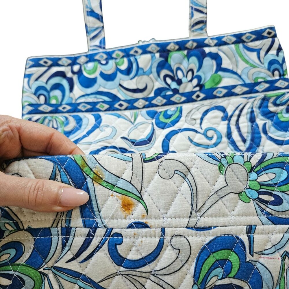Vera Bradly Shoulder bag Blue Tote Blue White 13x15 - Picture 11 of 12